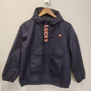 Vintage LUCKY BRAND Hooded Pullover Youth Size L Navy‎ Blue and Orange Y2K